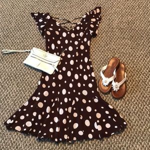 Brown/white polka dot dress size 4P